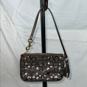 Coach Grey Sequin Wristlet
